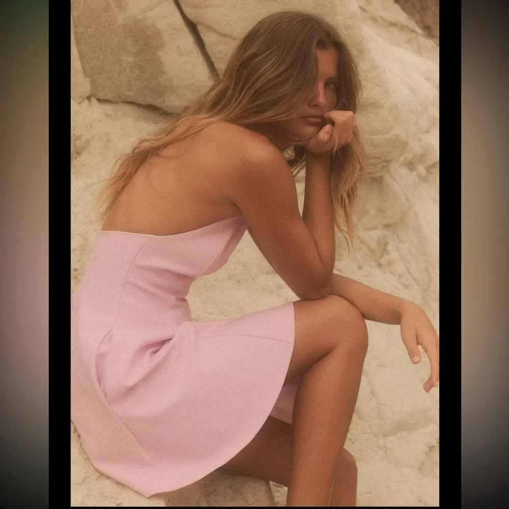 Zara short halter dress with godets, pastel pink - Picture 7 of 15